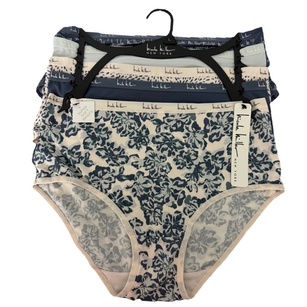 Nicole Miller New York Women's NM6237 5-Pack Super Soft Brief Underwear Set SZ L